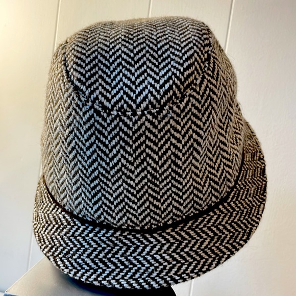 American Eagle Outfitters Wool Bucket Hat Brown Herringbone - Picture 3 of 11